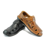 Анатомични кафяви мъжки сандали, естествена кожа - всекидневни обувки за пролетта и лятото N 10008372