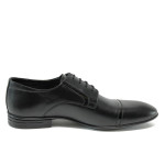 Черни официални мъжки обувки, лачена естествена кожа - официални обувки за целогодишно ползване N 10008385