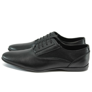 Черни ежедневни мъжки обувки, естествена кожа - елегантни обувки за пролетта и лятото N 10008401