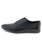 Сини ежедневни мъжки обувки, естествена кожа - елегантни обувки за пролетта и лятото N 10008402