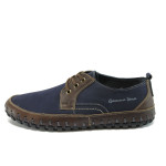 Сини ортопедични мъжки обувки, естествен набук - всекидневни обувки за пролетта и лятото N 10008515