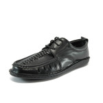Анатомични черни мъжки обувки, естествена кожа - всекидневни обувки за пролетта и лятото N 10008533