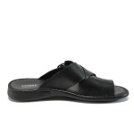Черни мъжки чехли, естествена кожа - всекидневни обувки за лятото N 10008720