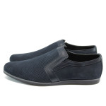 Сини мъжки обувки, естествена кожа - елегантни обувки за пролетта и лятото N 10008729