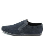 Сини мъжки обувки, естествена кожа - елегантни обувки за пролетта и лятото N 10008729