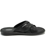 Анатомични черни мъжки чехли, естествена кожа - всекидневни обувки за лятото N 10008788