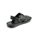 Анатомични черни мъжки чехли, естествена кожа - всекидневни обувки за лятото N 10008789