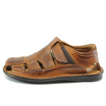 Анатомични кафяви мъжки сандали, естествена кожа - всекидневни обувки за лятото N 10008791