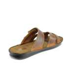 Анатомични кафяви мъжки чехли, естествена кожа - всекидневни обувки за пролетта и лятото N 10008889
