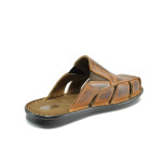 Анатомични кафяви мъжки чехли, естествена кожа - всекидневни обувки за лятото N 10008909