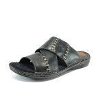 Черни ортопедични мъжки чехли, естествена кожа - всекидневни обувки за лятото N 10008908