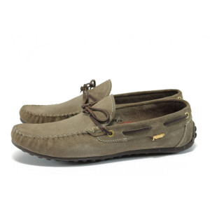 Бежови мъжки мокасини, естествен набук - всекидневни обувки за пролетта и есента N 10008966