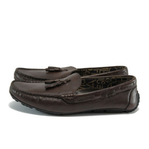 Кафяви мъжки мокасини, естествена кожа - всекидневни обувки за пролетта и есента N 10008967