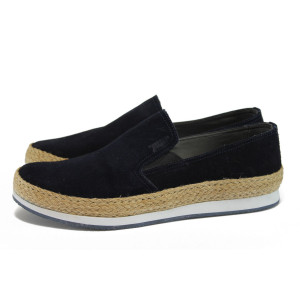 Анатомични тъмносини мъжки обувки, естествен набук - всекидневни обувки за пролетта и лятото N 10008990