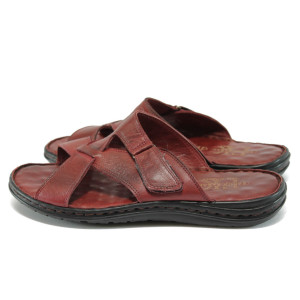 Анатомични винени мъжки чехли, естествена кожа - всекидневни обувки за лятото N 10009009