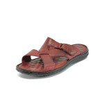 Анатомични винени мъжки чехли, естествена кожа - всекидневни обувки за лятото N 10009009