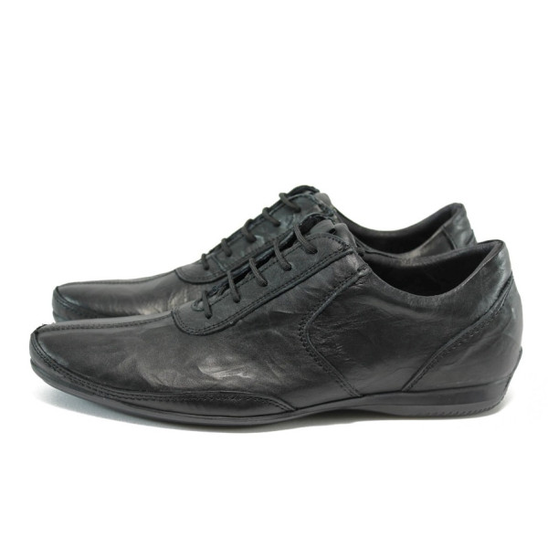 Черни анатомични мъжки обувки, естествена кожа - официални обувки за есента и зимата N 100010185