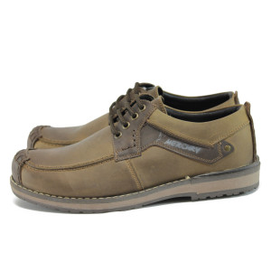 Кафяви анатомични мъжки обувки, естествена кожа - всекидневни обувки за есента и зимата N 10009250