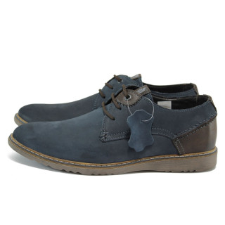 Сини анатомични мъжки обувки, естествена кожа - всекидневни обувки за есента и зимата N 10009251