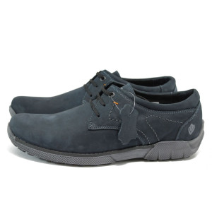 Сини анатомични мъжки обувки, естествена кожа - всекидневни обувки за есента и зимата N 10009253