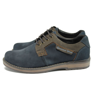 Сини анатомични мъжки обувки, естествена кожа - всекидневни обувки за есента и зимата N 10009252