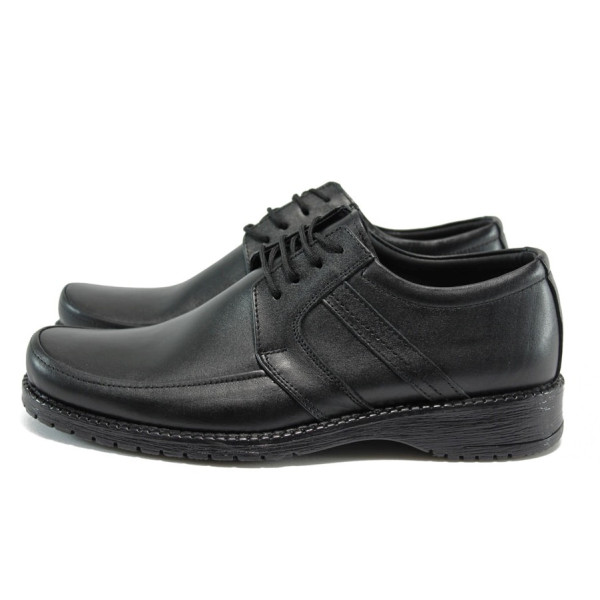 Черни анатомични мъжки обувки, естествена кожа - всекидневни обувки за есента и зимата N 10009256