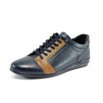 Сини мъжки спортни обувки, естествена кожа - всекидневни обувки за есента и зимата N 10009259