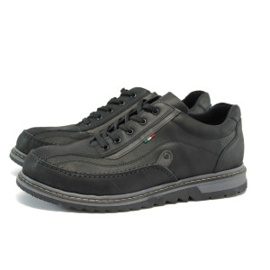 Черни мъжки спортни обувки, естествена кожа - всекидневни обувки за есента и зимата N 10009260