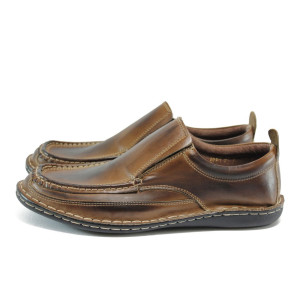 Кафяви анатомични мъжки обувки, естествена кожа - всекидневни обувки за есента и зимата N 10009274