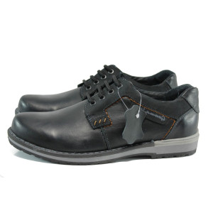 Черни анатомични мъжки обувки, естествена кожа - всекидневни обувки за есента и зимата N 10009299