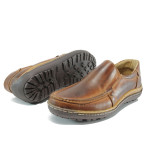 Кафяви анатомични мъжки обувки, естествена кожа - всекидневни обувки за есента и зимата N 10009317