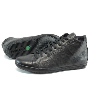 Черни анатомични мъжки спортни обувки, естествена кожа - всекидневни обувки за есента и зимата N 10009320
