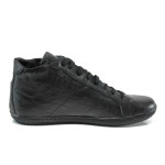 Черни анатомични мъжки спортни обувки, естествена кожа - всекидневни обувки за есента и зимата N 10009320