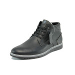 Черни мъжки боти, естествена кожа - всекидневни обувки за есента и зимата N 10009414