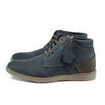 Сини мъжки боти, естествен набук - всекидневни обувки за есента и зимата N 10009415