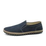 Сини анатомични мъжки обувки, естествена кожа - всекидневни обувки за есента и зимата N 10009511