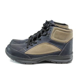 Сини мъжки боти, естествена кожа - всекидневни обувки за есента и зимата N 10009559