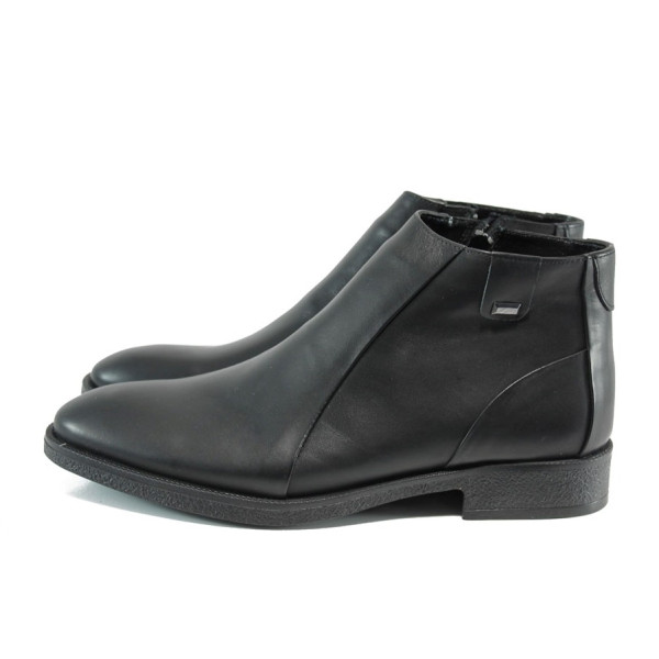 Черни мъжки боти, естествена кожа - всекидневни обувки за есента и зимата N 10009560