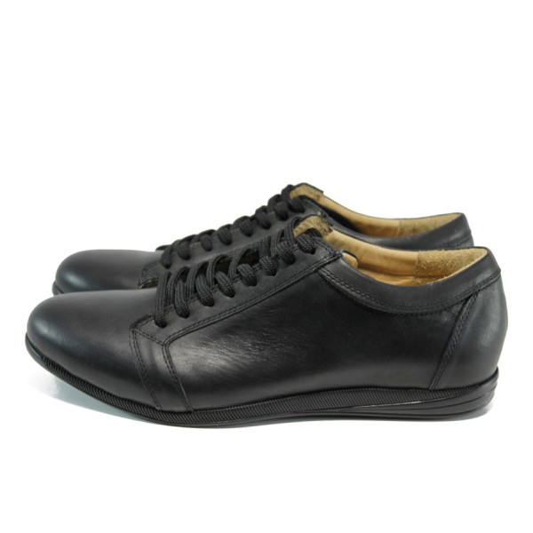 Черни анатомични мъжки обувки, естествена кожа - всекидневни обувки за пролетта и есента N 10009595