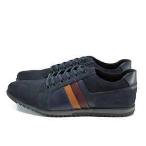 Сини анатомични мъжки обувки, естествена кожа - всекидневни обувки за целогодишно ползване N 10009599