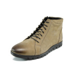 Бежови мъжки боти, естествен набук - всекидневни обувки за есента и зимата N 10009645