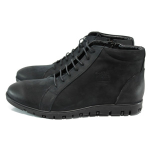 Черни мъжки боти, естествен набук - всекидневни обувки за есента и зимата N 10009646