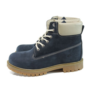 Сини мъжки боти, естествена кожа - ежедневни обувки за есента и зимата N 10009760