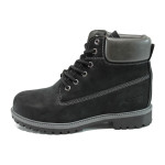 Черни мъжки боти, естествена кожа - ежедневни обувки за есента и зимата N 10009761