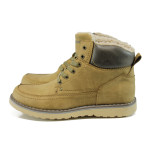 Бежови мъжки боти, здрава еко-кожа - всекидневни обувки за есента и зимата N 10009766