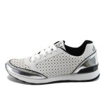 Бели спортни дамски обувки с мемори пяна, здрава еко-кожа - спортни обувки за целогодишно ползване N 10007867