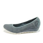 Сини дамски обувки с мемори пяна, на платформа, здрава еко-кожа - всекидневни обувки за пролетта и есента N 10007859