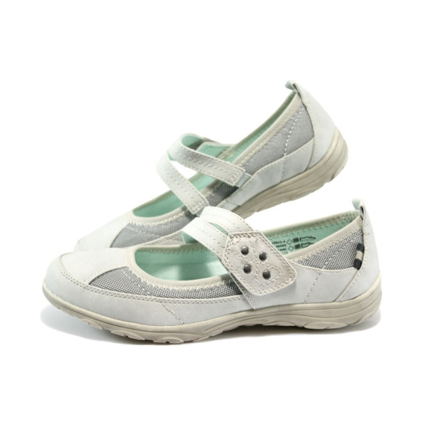 Бели дамски обувки с равна подметка, здрава еко-кожа - всекидневни обувки за пролетта и есента N 10007864