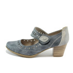 Сини дамски обувки със среден ток, здрава еко-кожа - всекидневни обувки за пролетта и есента N 10007860