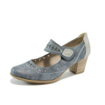 Сини дамски обувки със среден ток, здрава еко-кожа - всекидневни обувки за пролетта и есента N 10007860